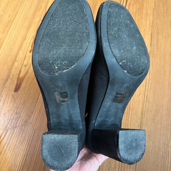 Mia Erika black textile fabric slip on ankle heeled bootie SIZE 10 - Picture 7 of 8